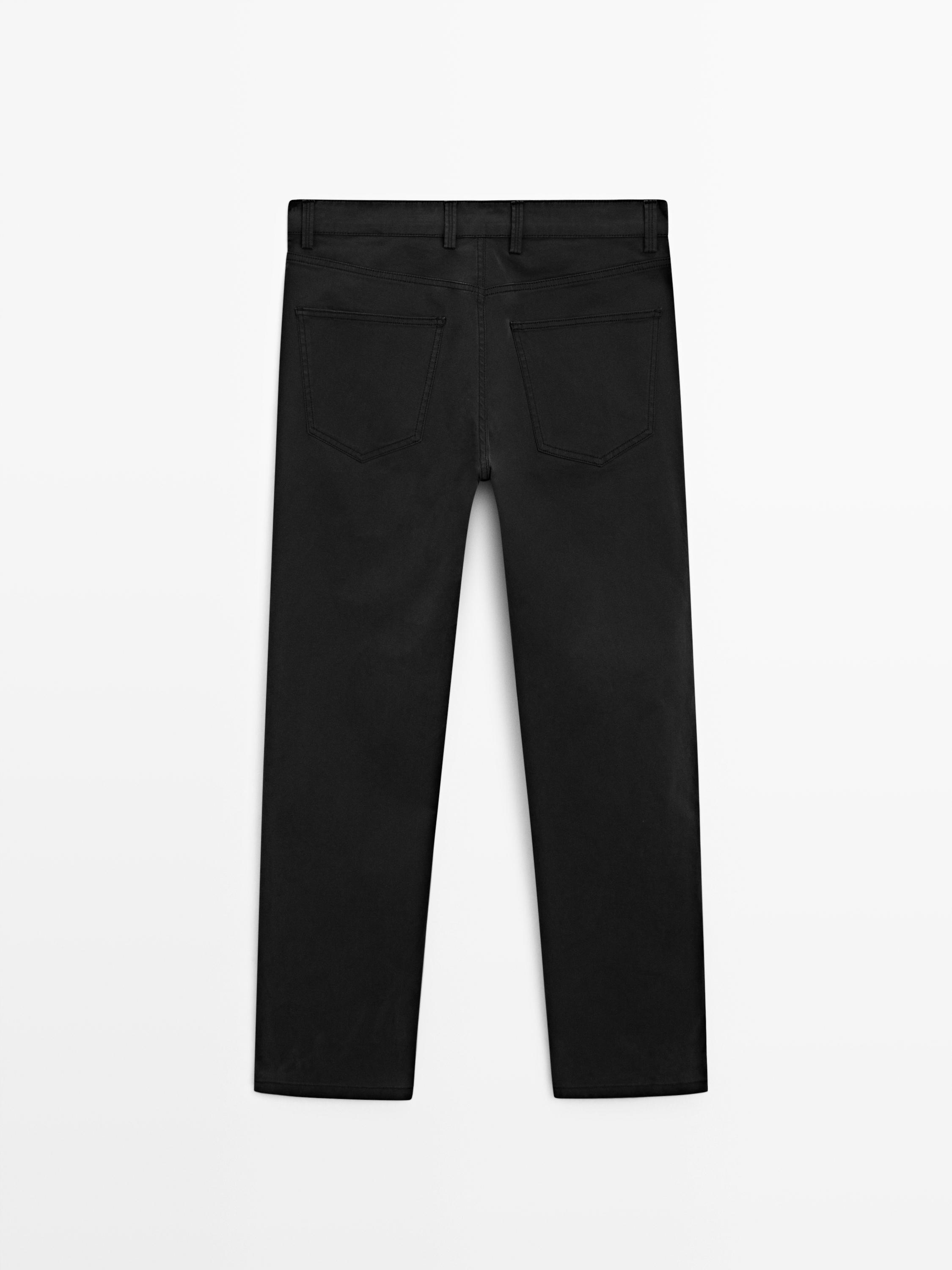 Tapered fit brushed trousers